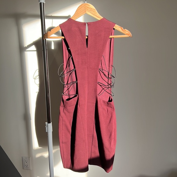 Strappy Back Burgundy Dress - Picture 2 of 3